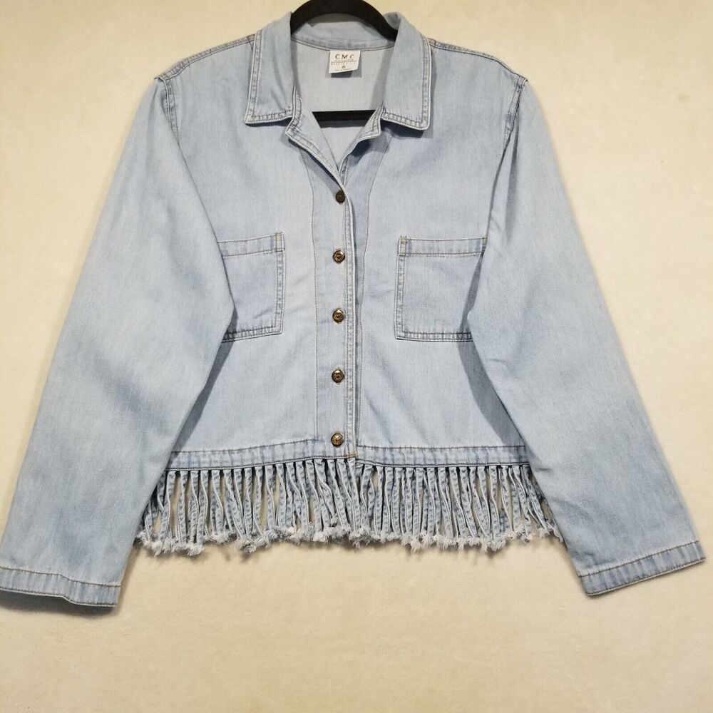 CMC Color Me Cotton Medium Top Denim Blue Light Wash Fringe Western Rodeo Ranch